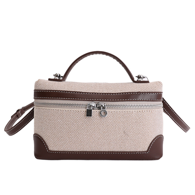 Caja de mano retro europea y americana bolsos pequeños cuadrados para mujeres nuevas ventas calientes de lona transfronteriza color de empalme de hombro único