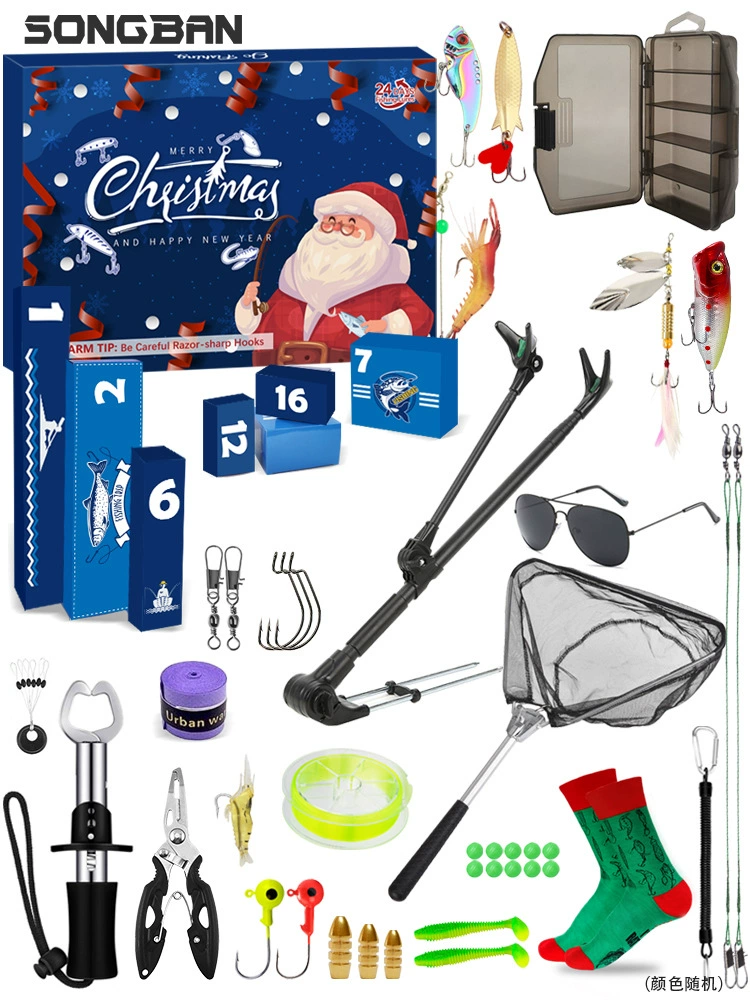 Set completo de 24 señuelos de pesca navideños en caja de regalo