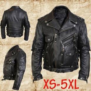 Biker Suit Zipper Cardigan Leather Button Multi-Pocket Decoration Personalized Design Men's All-Match Jacket Travel Coat