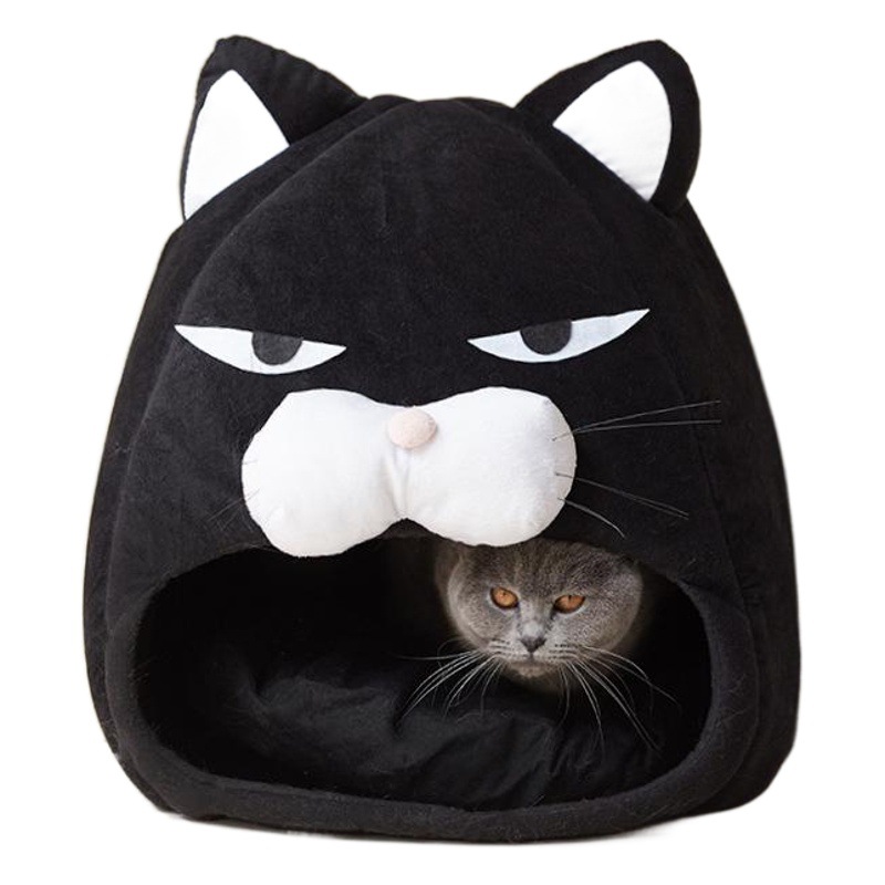 Nido de gato estilo tienda semicerrada, cama portátil para mascotas, mayorista