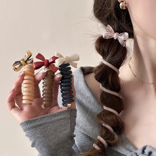 Butterfly knot bubble braid hair tie for women high elasticity telephone wire hair band to tie hair ponytail hair ribbon rubber band