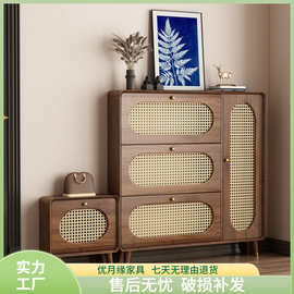 复古藤编翻斗鞋柜门口入户走廊鞋柜玄关柜储物柜大容量收纳柜新款