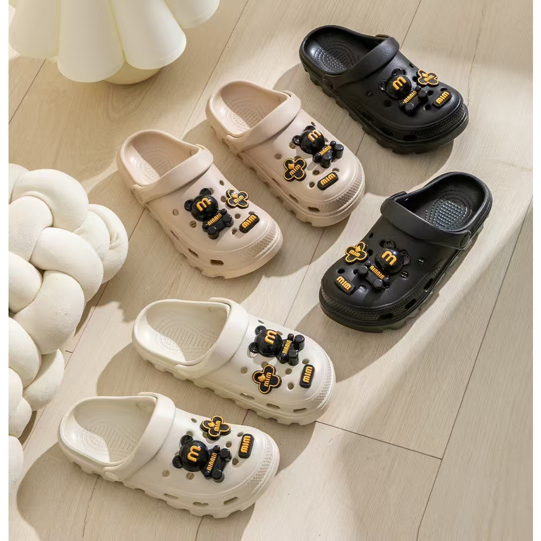 Cute M Bear Cartoon Middle Children's Cave Shoes Wholesale Fashion Outwear Soft Bottom Non-slip Children's Sandals