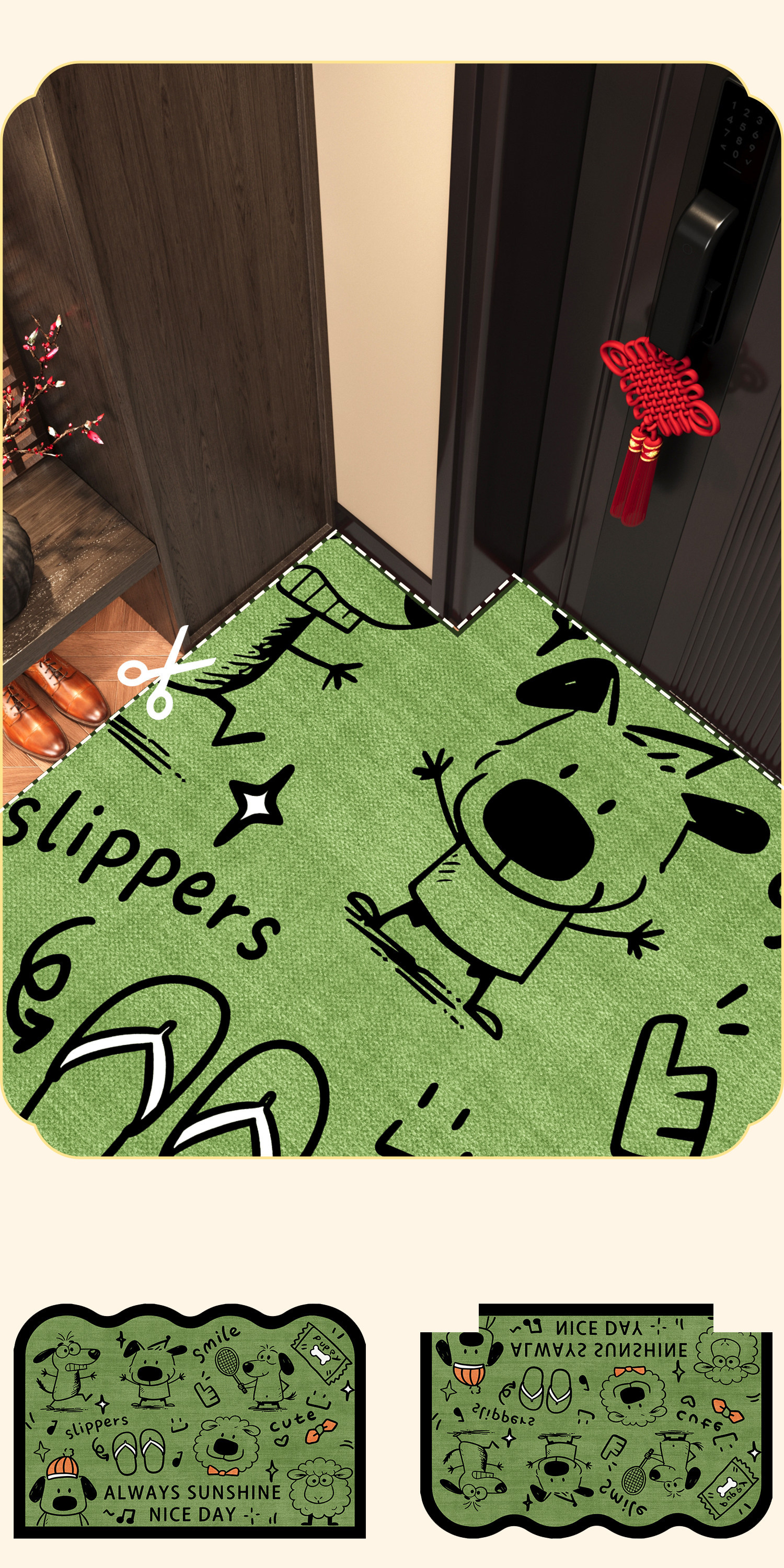 Entrance Door Mat 2026 New Cartoon Style Entrance Foot Mat for Home Use, Non-Slip and Dirt-Resistant Outdoor Carpet