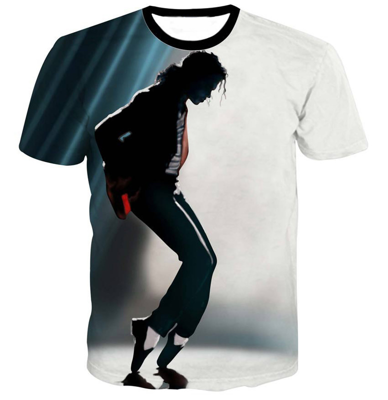New Fashion Men's Short-Sleeved T-Shirt Michael Jackson 3D Digital Printing Wish Ebay Aliexpress