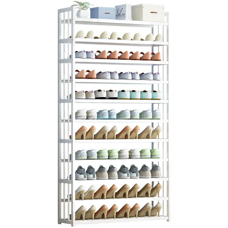 Бамбуковая полка для обуви, простая дверь, бытовая экономичная обувь для внутреннего общежития, многослойный артефакт для хранения, белый шкаф для обуви
