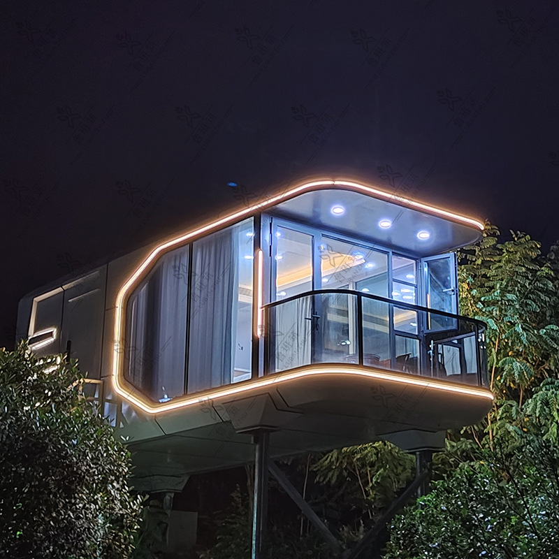 Cápsula espacial creativa Roja En Línea B & B fabricante de habitaciones tecnología móvil cápsula espacial B & B hotel alojamiento de acero ligero