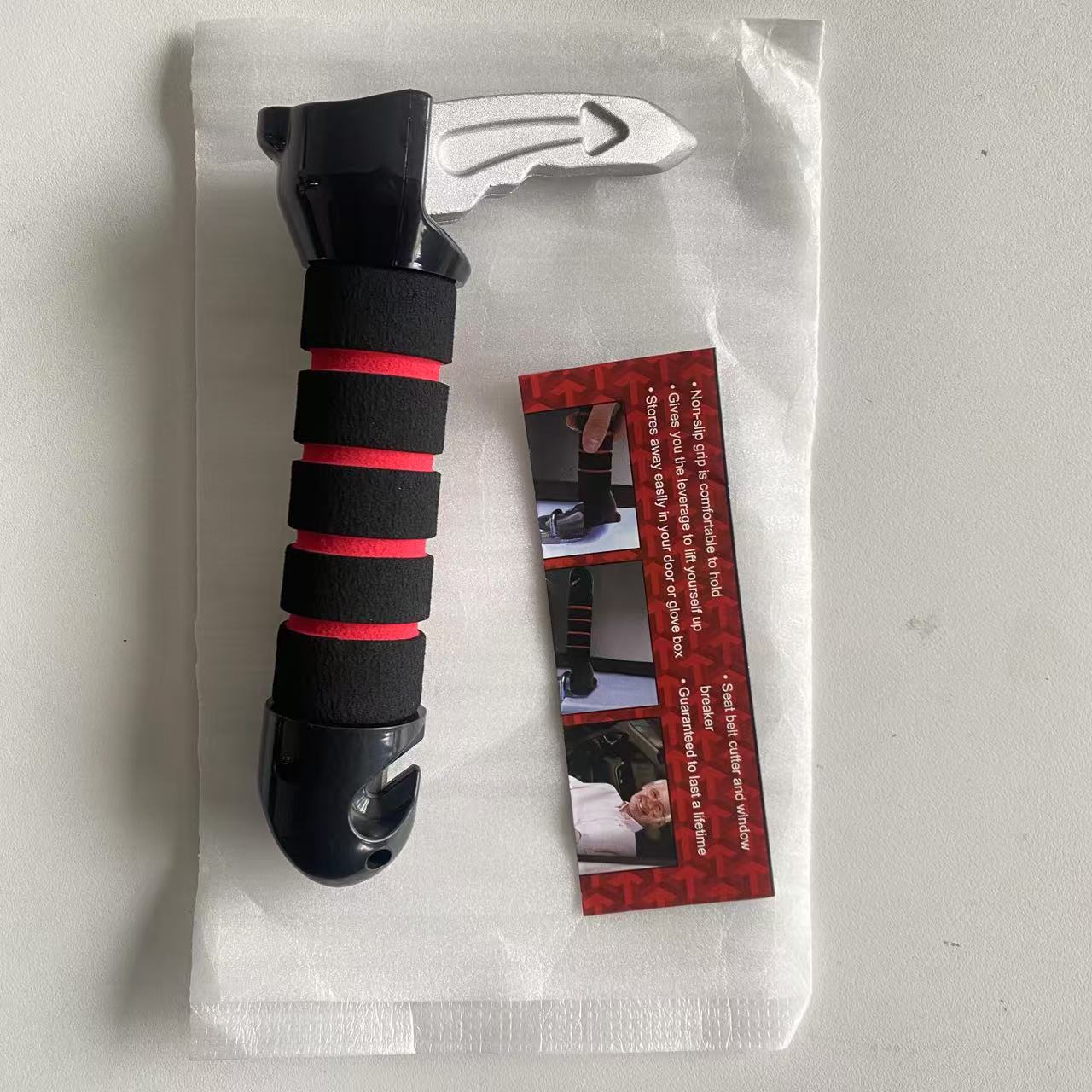 Window breaker, portable car door assist handle for the elderly, handrail, seatbelt cutter, safety hammer for the car