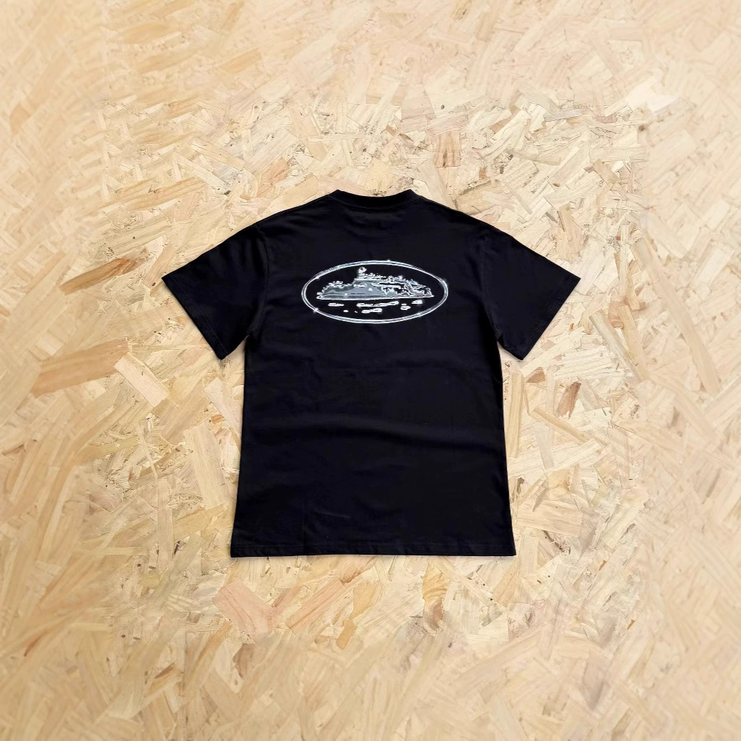 25 трансграничных европейских и американских брендов приливов оптом от имени Алькатрас абстрактные буквы минималистский принт мужской черный топ с короткими рукавами