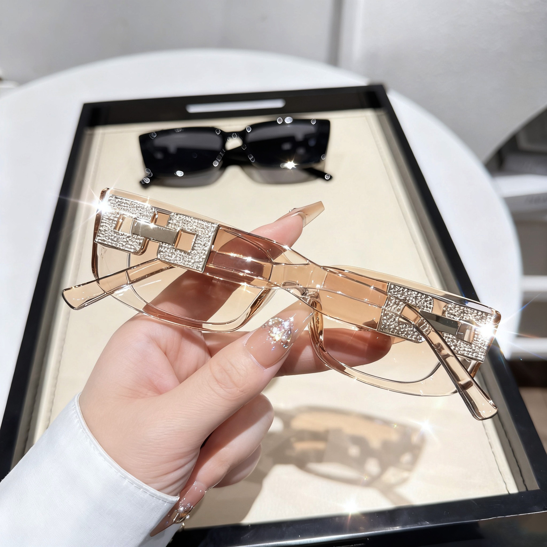Retro Rectangular Sunglasses For Women Stylish Street Style_voghion.com