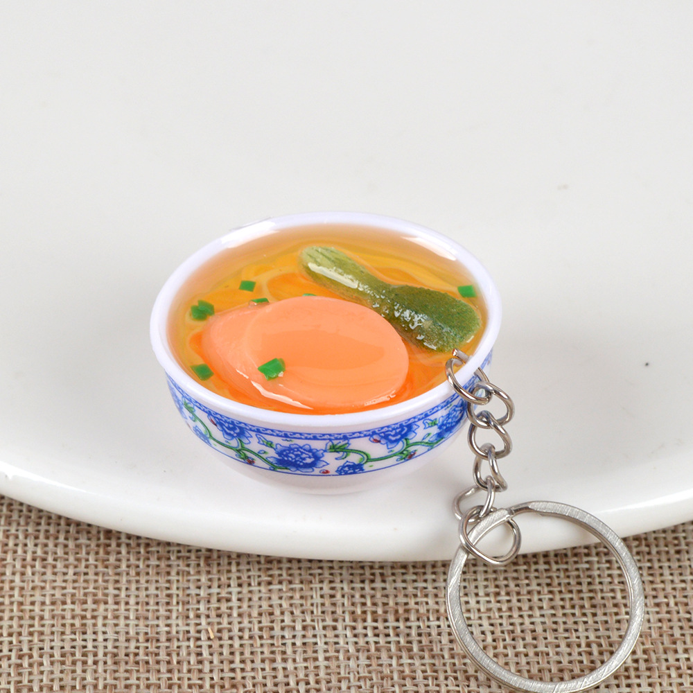 Mini cocina para niños comida y juego simulación pequeño tazón fideos llavero divertido simulación comida juguete regalo del estudiante