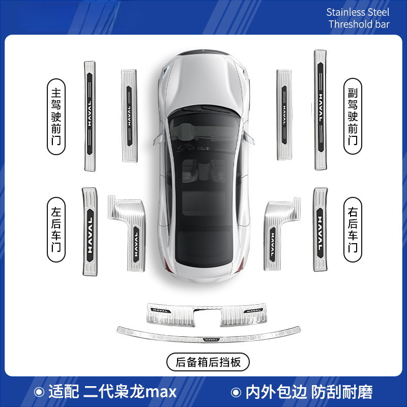 2025 ハ弗第二世代 Xiaolong MAX ステンレス鋼ドアシルストリップカー用品改造部品ウェルカムペダル Kangchi|undefined