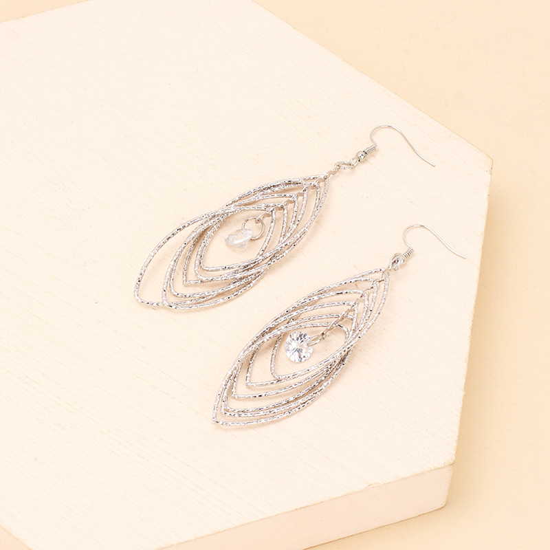 Earrings Classification Wedding, Travel Occasion Geometric Hollow Multi-layer Leaf Zircon Earrings Fashion Personality Design Alloy Earrings