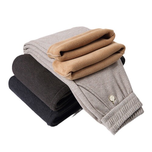 New middle-aged women's pants autumn and winter plus woolen pants outside wearing winter clothes mother pants 60-year-old middle-aged and elderly clothes casual