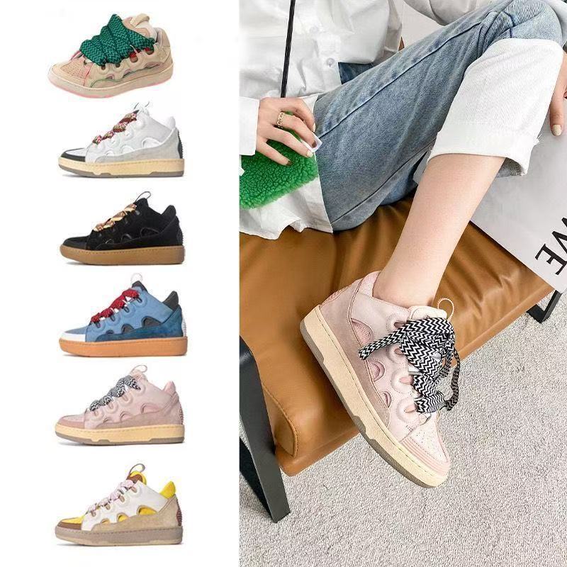 Foreign Trade Cross-Border Putian Lanvin Men's Shoes Leather Patchwork Curb Sneakers Women's Shoes Direct Shipping Foreign Trade Cross-Border Putian Lanvin Men's Shoes Leather Patchwork Curb Sneakers Women's Shoes Direct Shipping