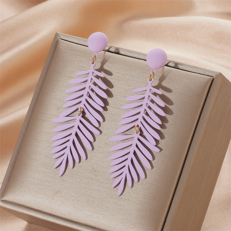 Leaf Pattern 1 Pair Fashion Leaf Arylic Drop Earrings
