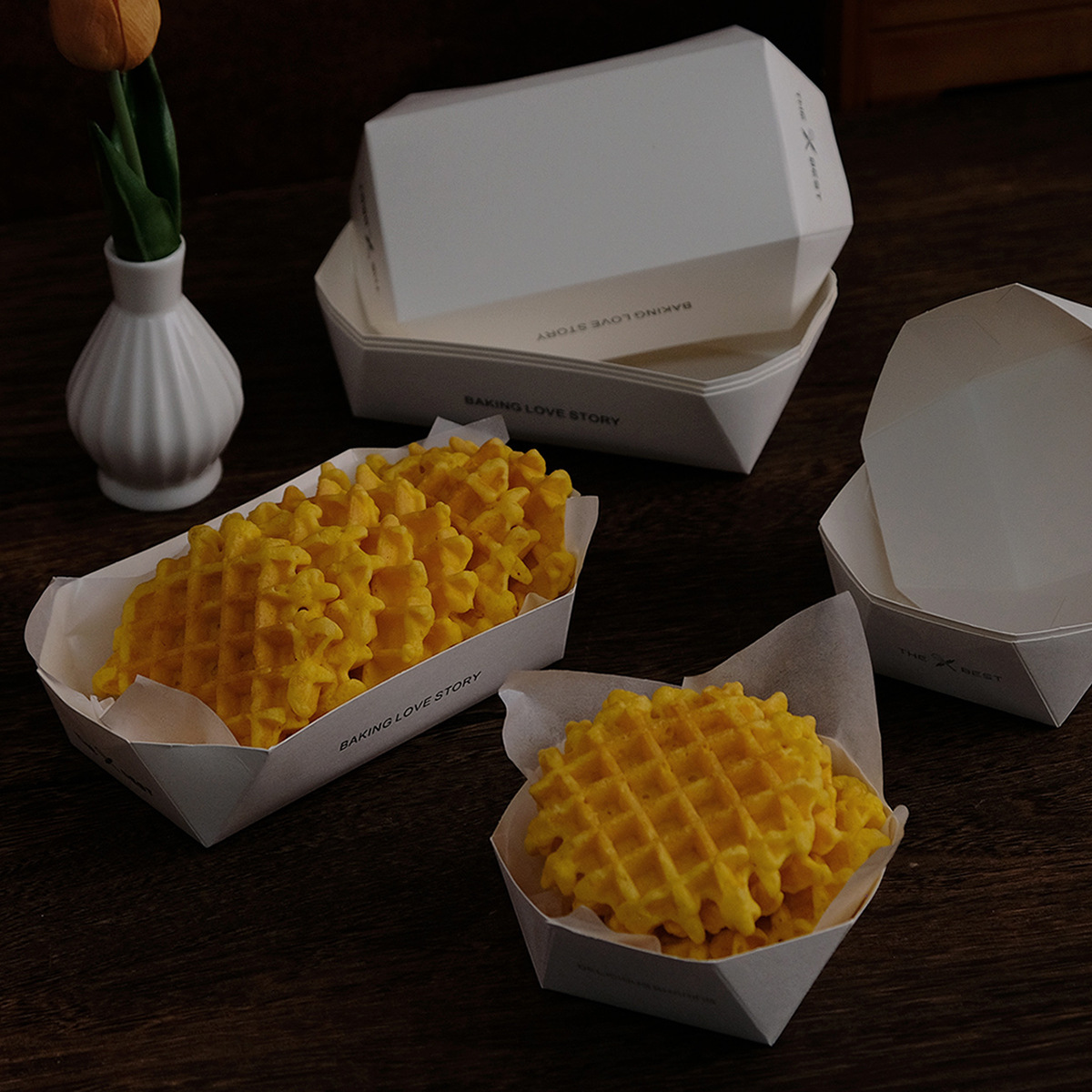 甜品店面包纸托八角包装盒小慕斯托蛋糕盒烘焙西点心底托泡芙盒子