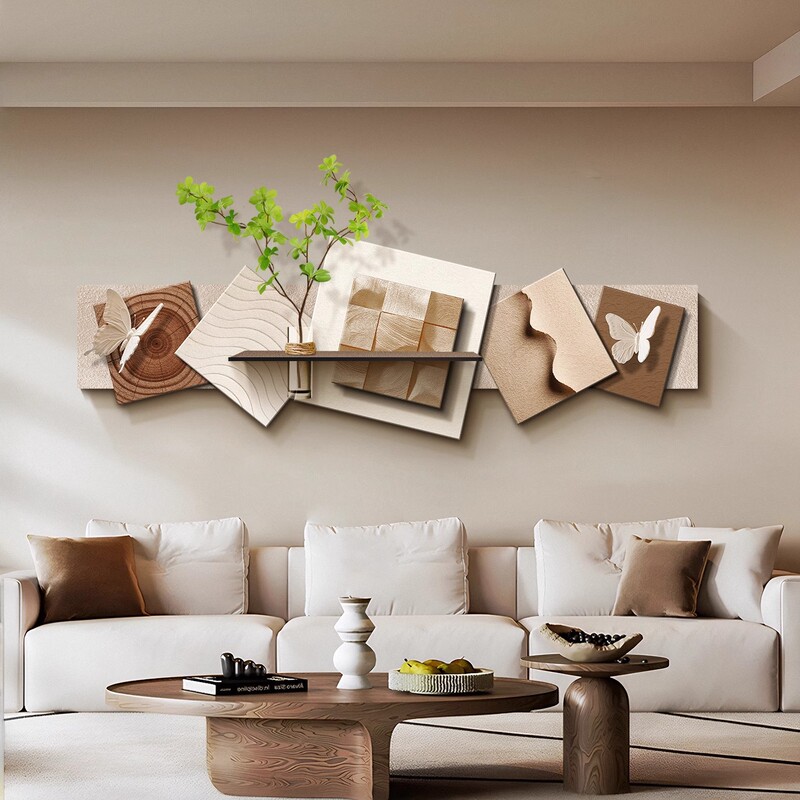 Living Room Large White Wall Decorative Painting Hydroponic Green Plants High-End Hanging Painting Abstract Art Sofa Background Wall Painting