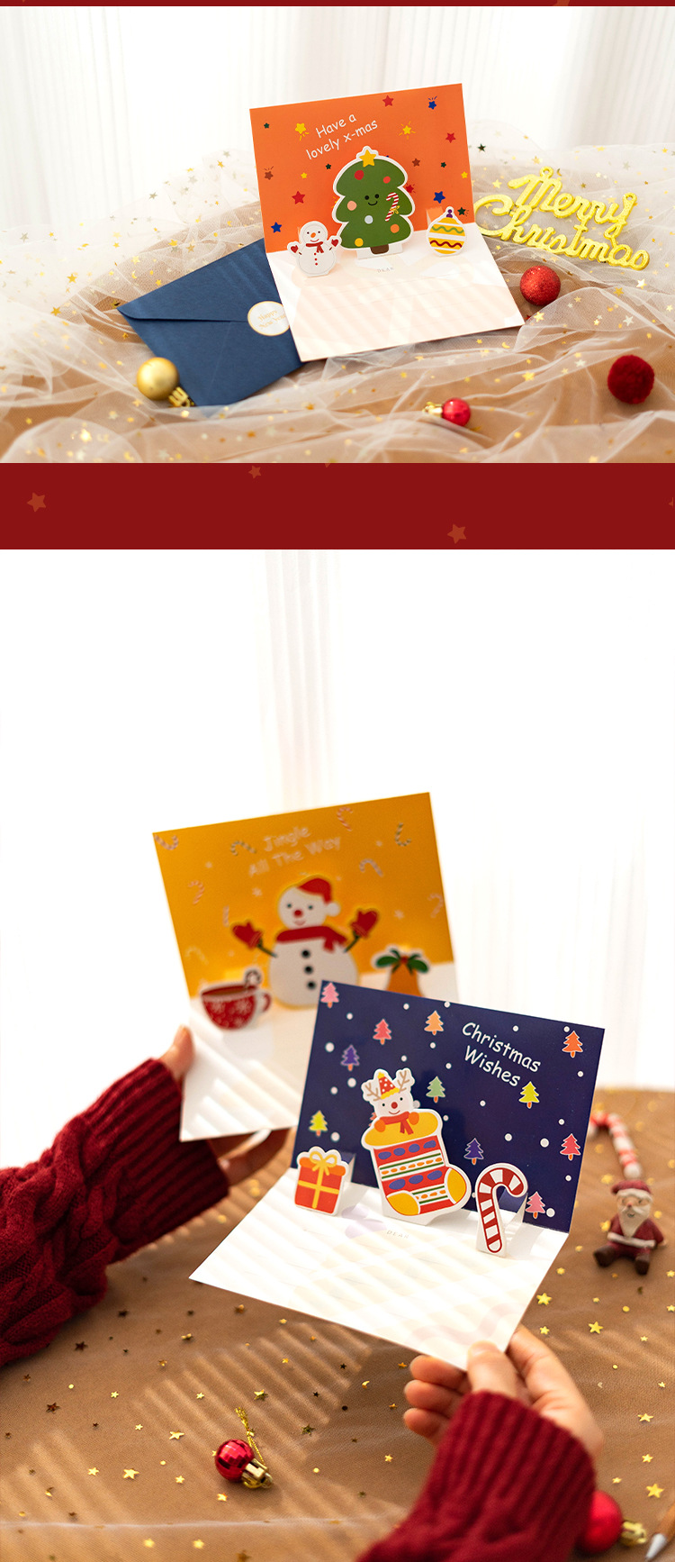 Cute 3d Stereoscopic Cartoon Holiday Decoration Gift Blessing Card display picture 2