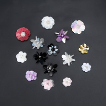 手工钉珠立体彩色亮片亚克力花朵布贴水钻舞台服装包袜鞋花辅料