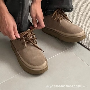 Sangpo Village Autumn and Winter New Thick Rope Shoelaces Men's Upgraded Beckham High Silk Cow Fleece Lined Wool Snow Boots