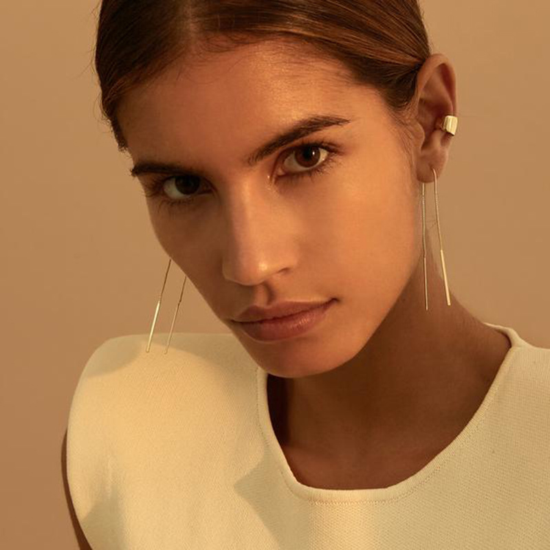 European and American geometric U-shaped copper ear clips earrings