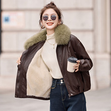 2025冬装新款女装长袖加厚PU皮衣外套女加绒加厚上衣夹克YB8972