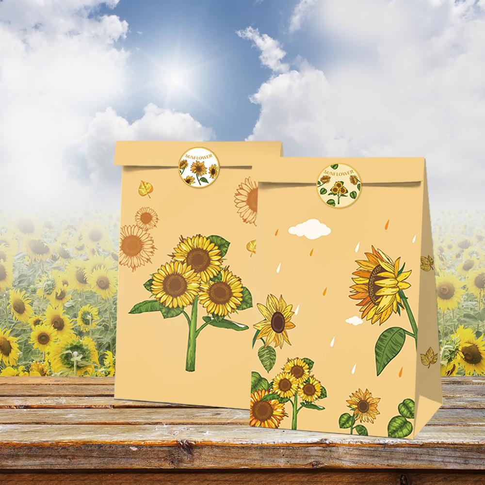 LB038亚马逊wish 向阳花向日葵派对纸袋牛皮纸食品礼品生日糖果袋
