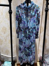 KS外贸原单2025新款欧美女装时尚气质印花修身收腰连衣裙真丝裙