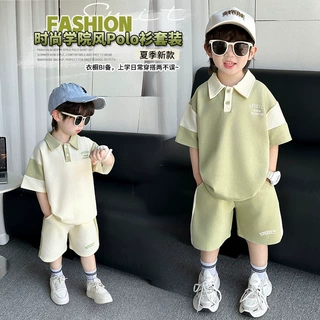 男童夏季学院风Polo套装2026新款儿童帅气短袖休闲两件套宝宝衣服