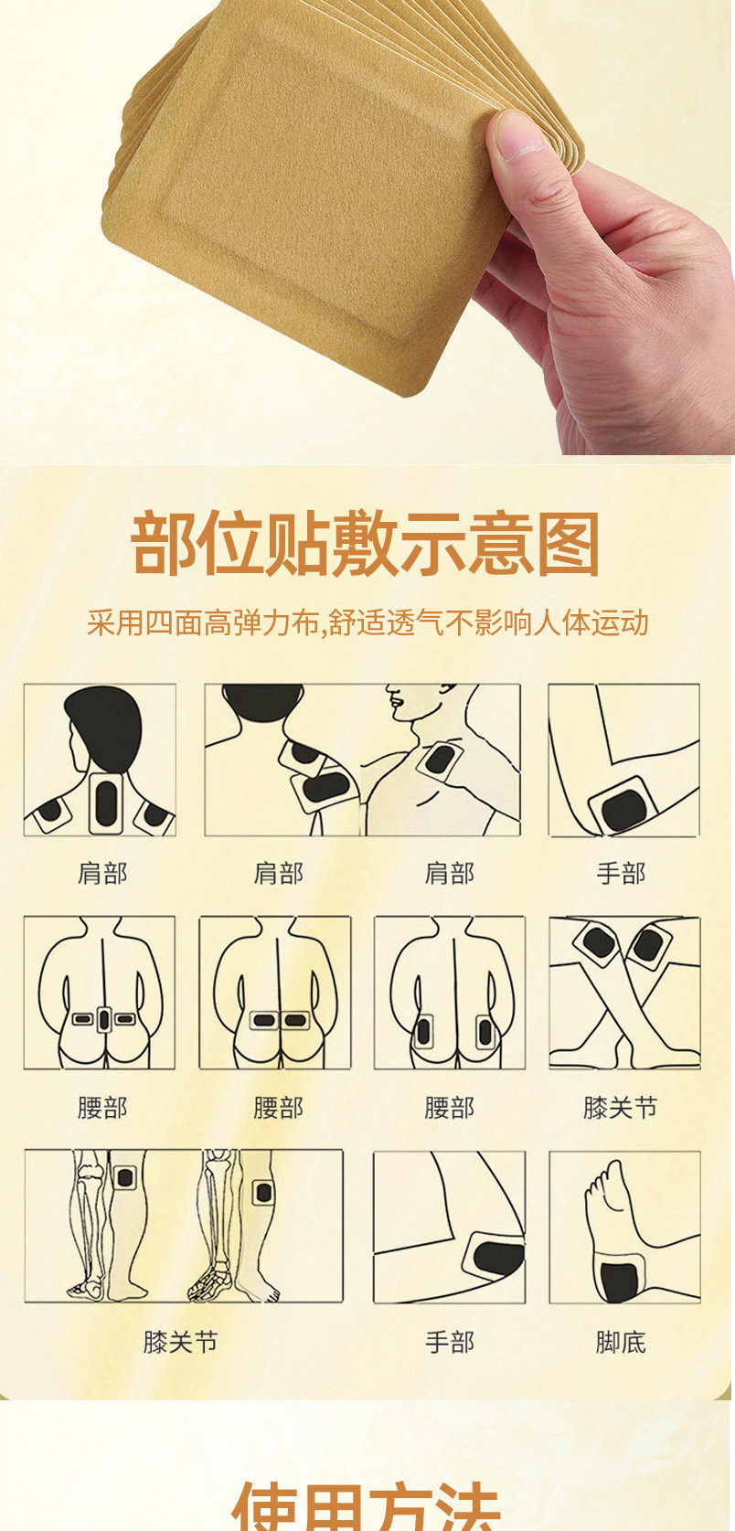 Lao Hei Gao Herbal Body Patches Self Heating Far Infrared Neck Shoulder Lumbar Joint Support 10x12cm specifications