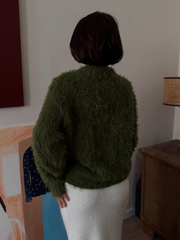 Áo cardigan len dệt kim dáng suông cổ tròn tay dài cài nút phong cách Hàn Quốc — Màu nâu, Xanh quân đội, màu hồng, Đỏ (Còn hàng) chi tiết 43