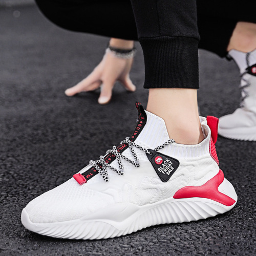 Cross-border men's shoes wholesale breathable mesh running shoes with thick soles and height increase casual shoes for men rounded head lace-up sports shoes