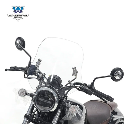 Muscle car Wolf suitable for Qianjiang flash 150 windshield windshield front windshield motorcycle modification adjustable (Motorcycle front windshield) - transparent-height-40cm