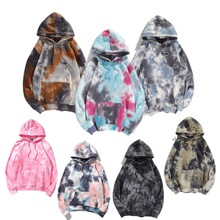 2024新款ins港风潮流连帽卫衣男韩版宽松复古大理石纹帽衫女