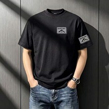 【工厂直销/可接代发】2026短袖T恤男国潮圆领印花宽松休闲上衣服
