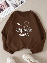 U 76262 Airplane Mode Print Sweatshirt �w�Cӡ���l��