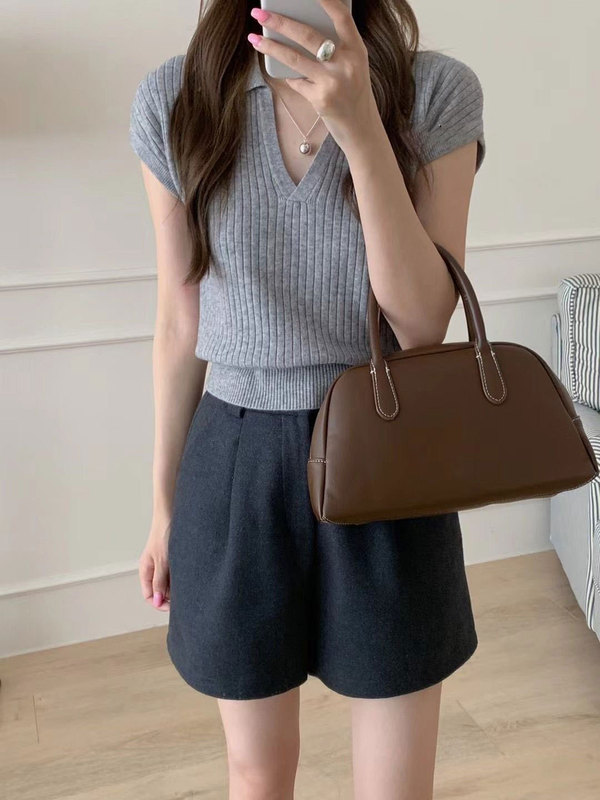 纯欲polo领辣妹设计感短袖上衣女装夏季新款独特别致绝美针织T恤|undefined