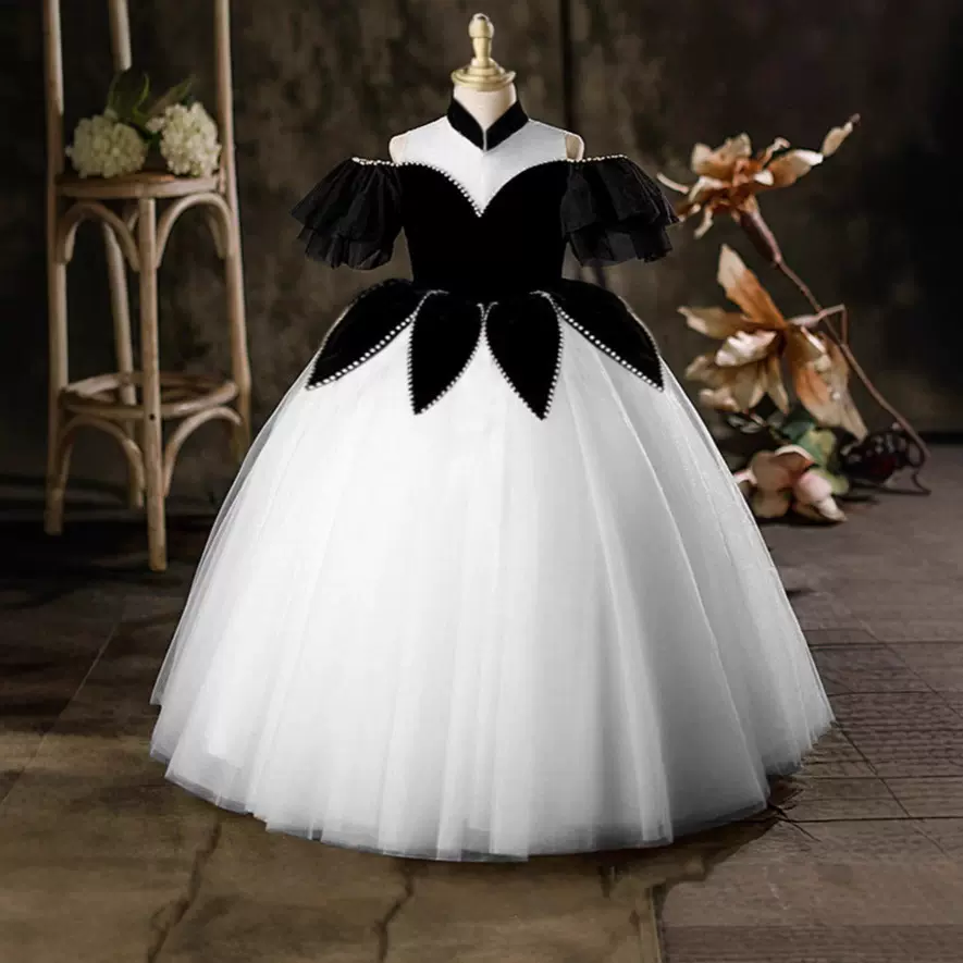 跨境新款儿童亮片礼服洋气公主裙蓬蓬裙中大童演出服女童纱裙童装