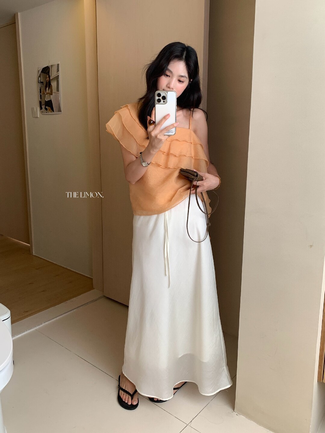 Chân váy chữ A nữ dài mắt cá buộc dây phong cách thư giãn — màu đen, Màu cà phê, xanh lá cây, màu mơ chi tiết 17