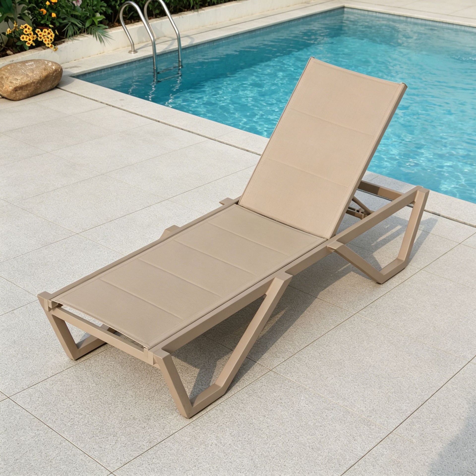 Silla al aire libre balcón patio impermeable aleación de aluminio villa de ocio al aire libre piscina cama de protección solar playa doméstica
