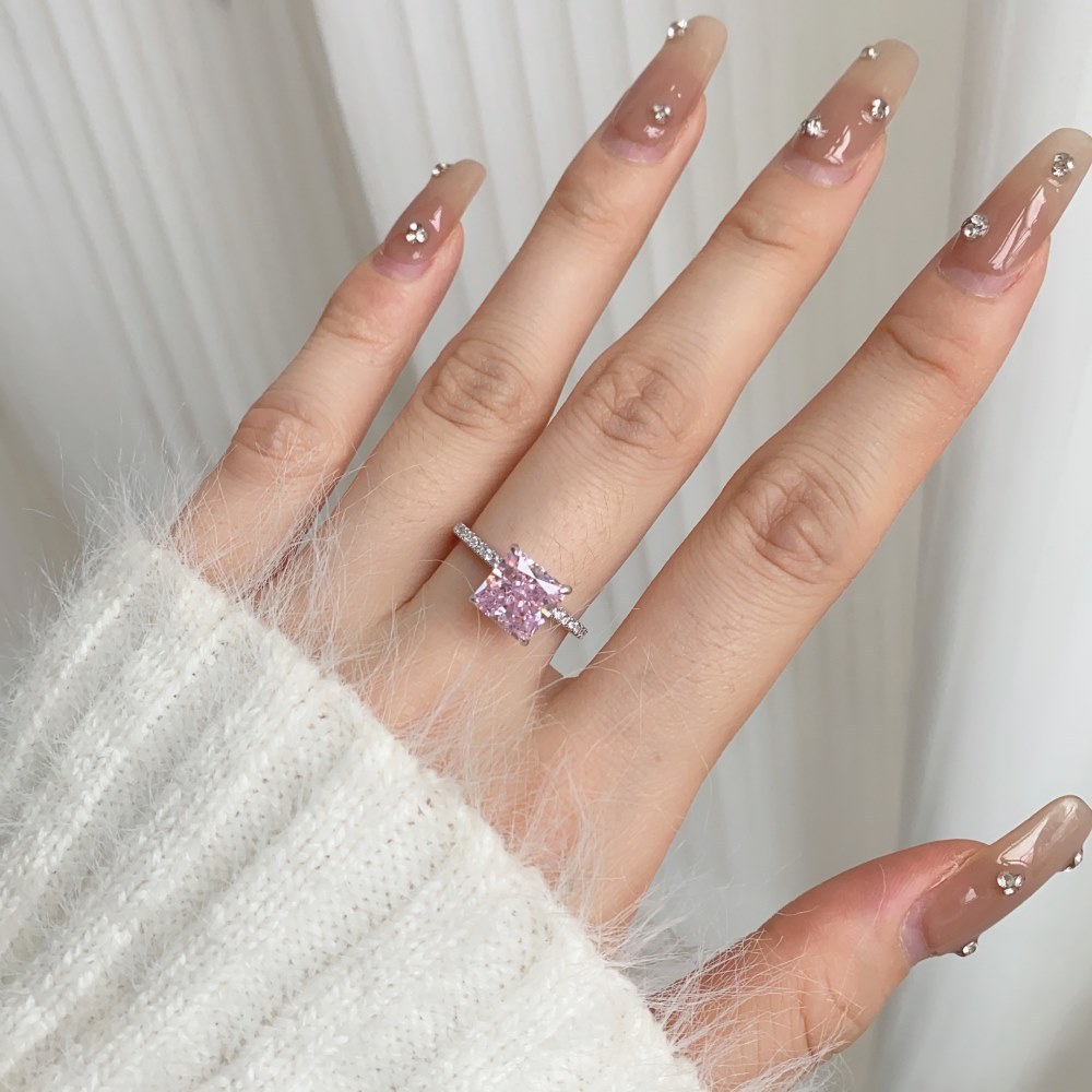 12g Weight Zircon Inlay Material Rings Classification 5, 9 Ring Size 1 Piece Quantity Holiday, Daily Occasion 925 Sterling Silver Material Geometric, Heart Shape Pattern Women's Gender Plating Design Elegant, Lady Style 925 Sterling Silver Zircon Geometric Heart Shape Rings 1
