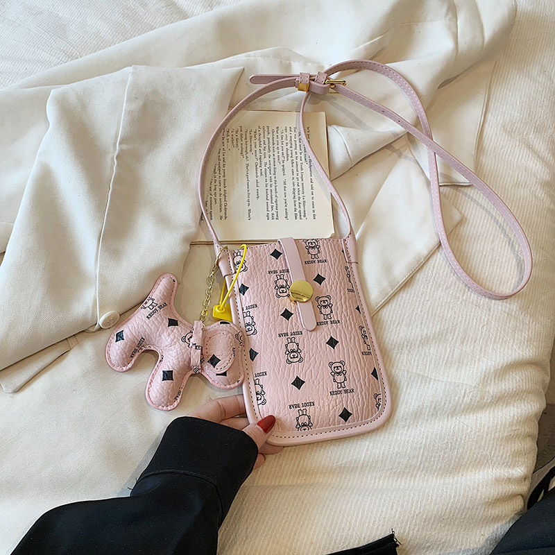 Bolsa de teléfono móvil al por mayor bolsa de mujer nueva bolsa de mensajero de nicho bolsa cuadrada pequeña vertical estilo coreano impreso mini bolsa pequeña Linda