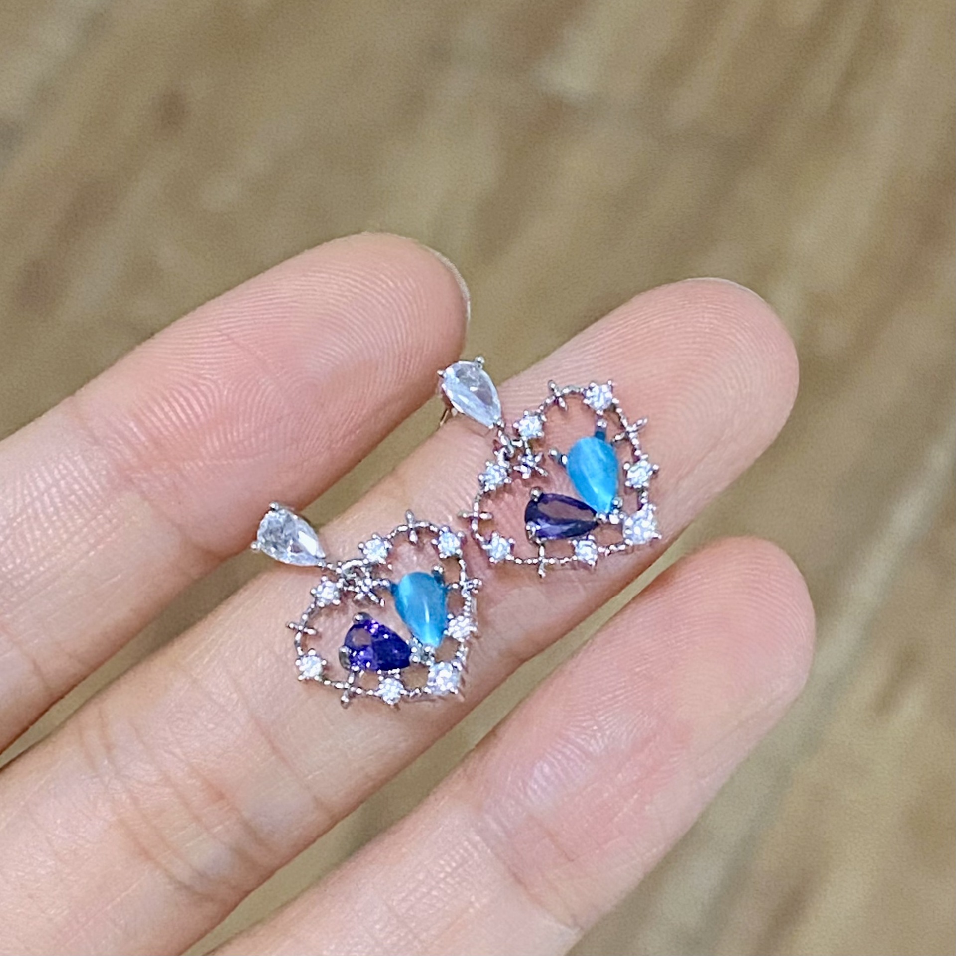 Women'S Gender 1 Pair Sweet Heart Shape Plating Inlay Alloy Rhinestones Drop Earrings