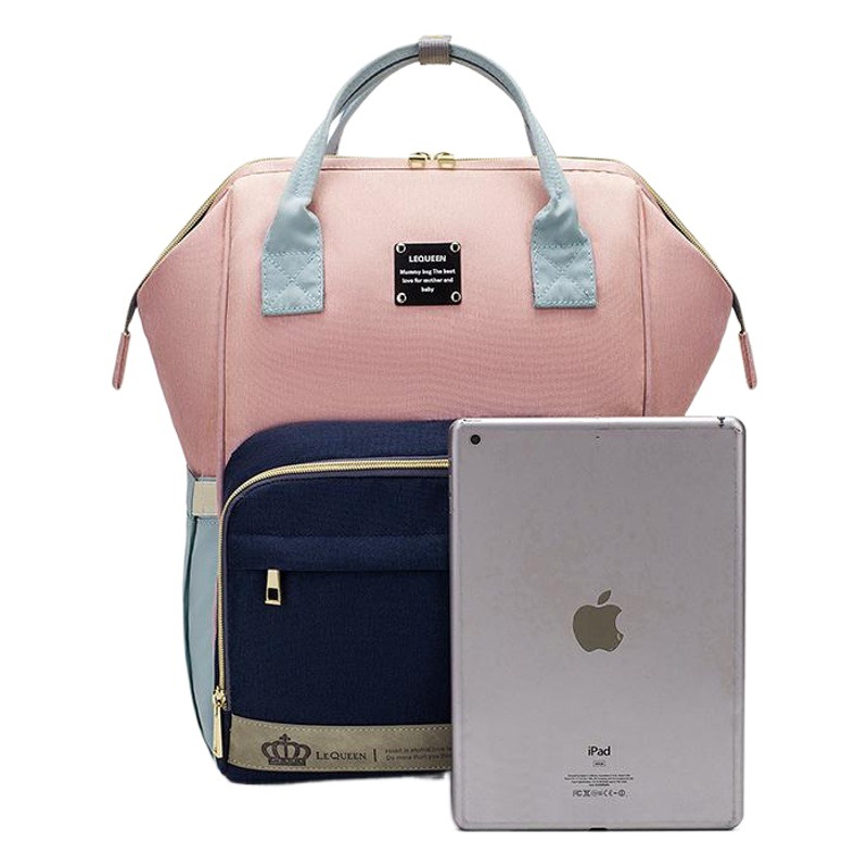 LEQUEEN Mummy Bag Double Shoulder Lightweight Large Capacity New Fashionable Ultra-light Mother Bag Mother and Baby Bag
