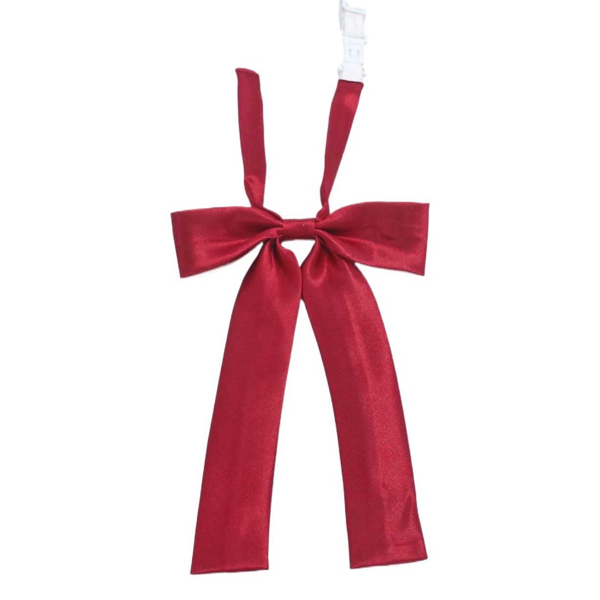 Flash color sólido pajarita niñas pequeño mango largo vino rojo collar flor estilo coreano plana satén JK uniforme arco