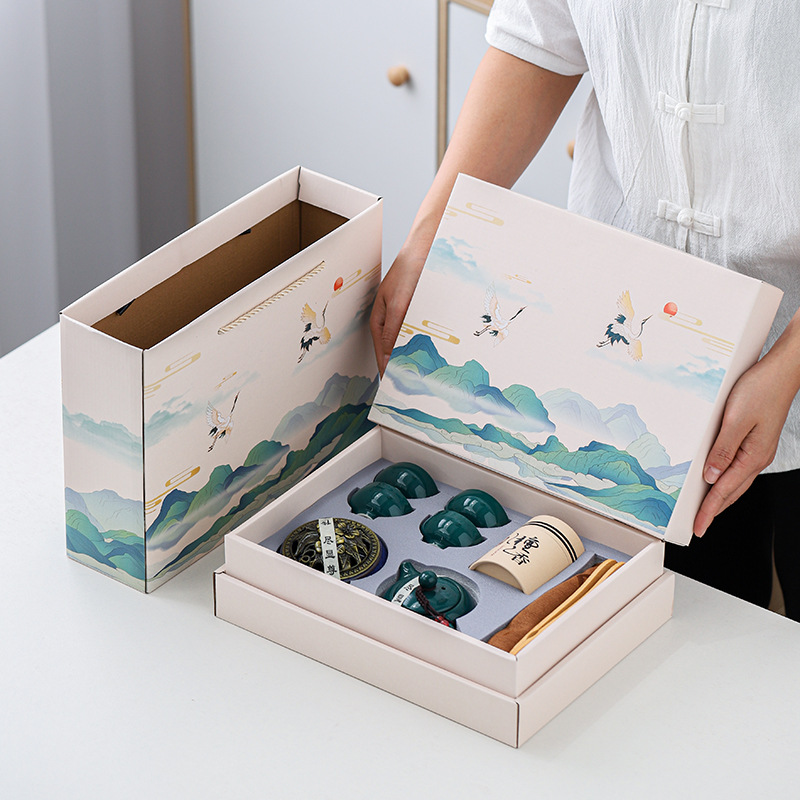 陶瓷功夫茶具全套國潮中國風商務禮品套裝青瓷西施壺伴手禮定logo
