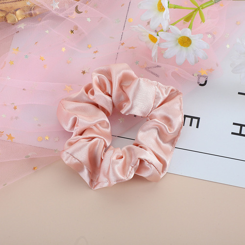 Linglong factory directly supplies cross-border new style bright surface that does not hurt hair and internet celebrity simple elastic satin hair tie