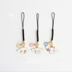 Cute cartoon cinnamon dog flower USB flash drive lanyard mobile phone chain bag pendant anti-lost pendant student jewelry