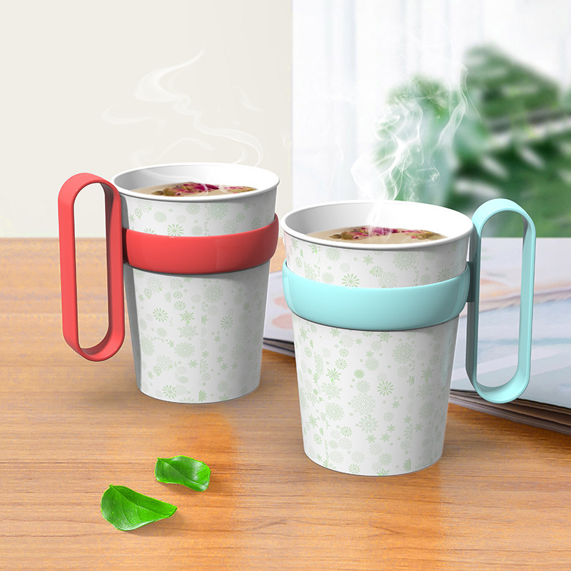 加厚一次性纸杯子杯托加硬塑料茶托杯架隔热托带把手水杯通用杯套
